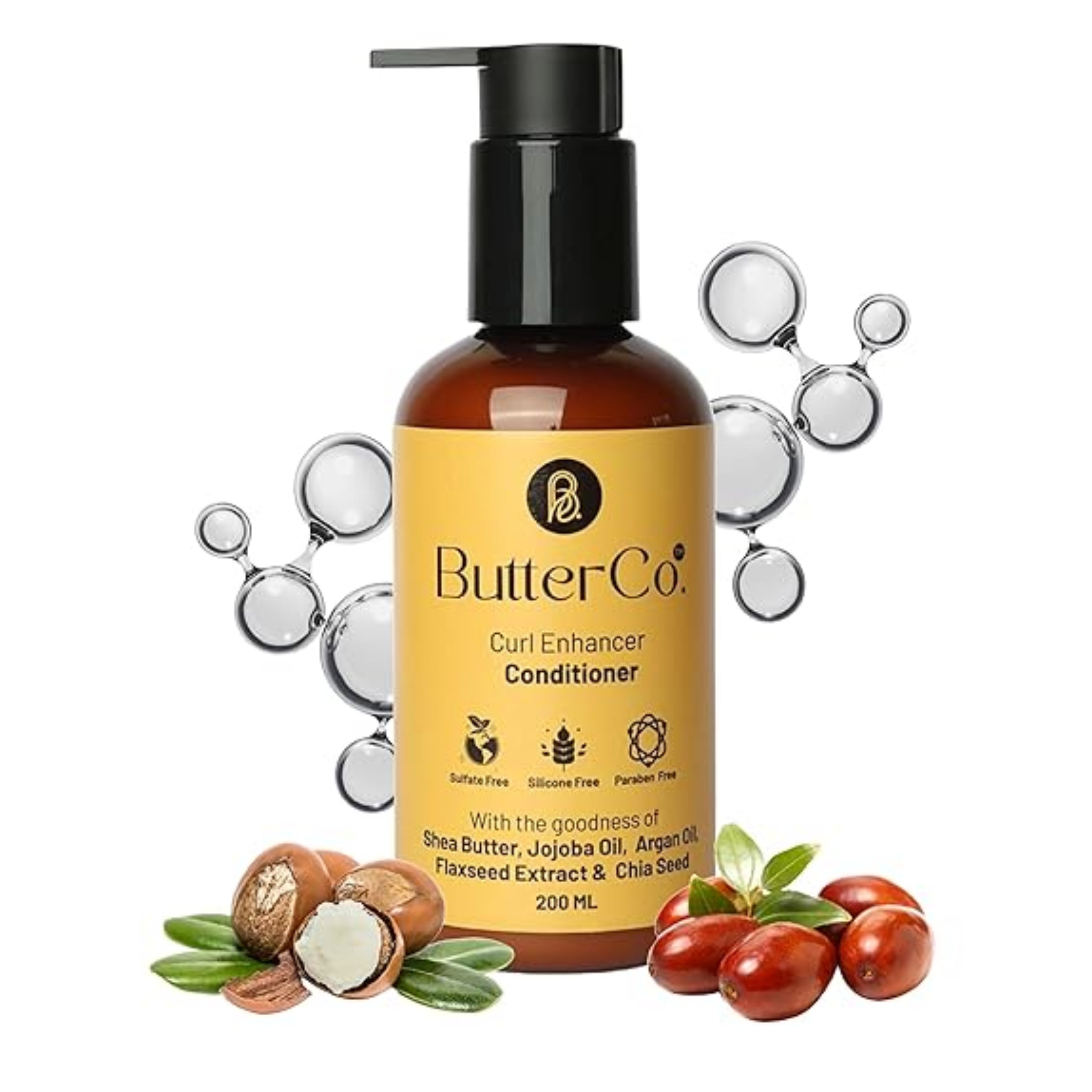 Conditioner For Curly, Wavy, Dry, Frizzy Hair - 200ml | 3X Nourishes Your Curls & 2X Damage Protection Enriched With Shea Butter & Jojoba Oil | Sulphate, Silicone, Paraben Free